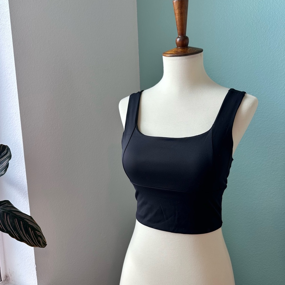 Black Square Neck Crop Top
